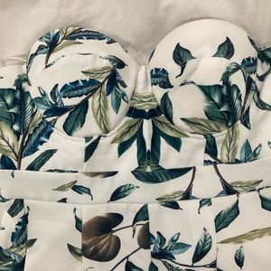 Strapless Tropical Print Jumpsuit